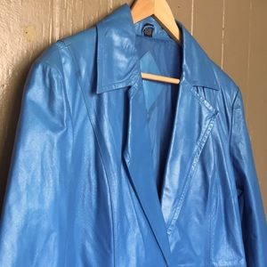 Blue Genuine Leather Jacket Blazer by Worthington, Vintage 90’s